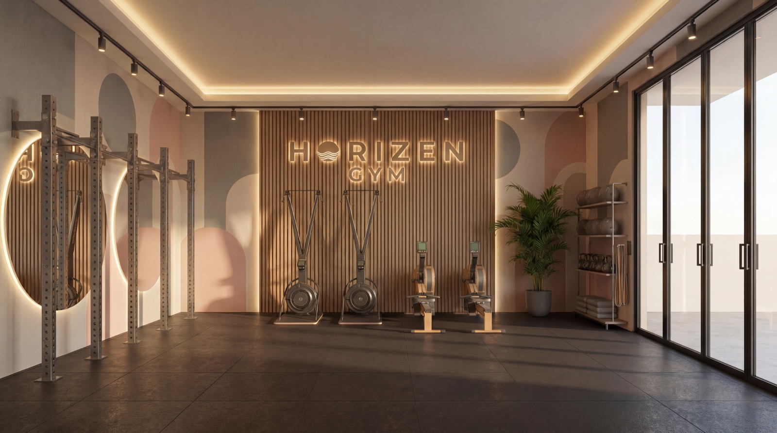 Horizen Gym Cape Town interior render, still 02
