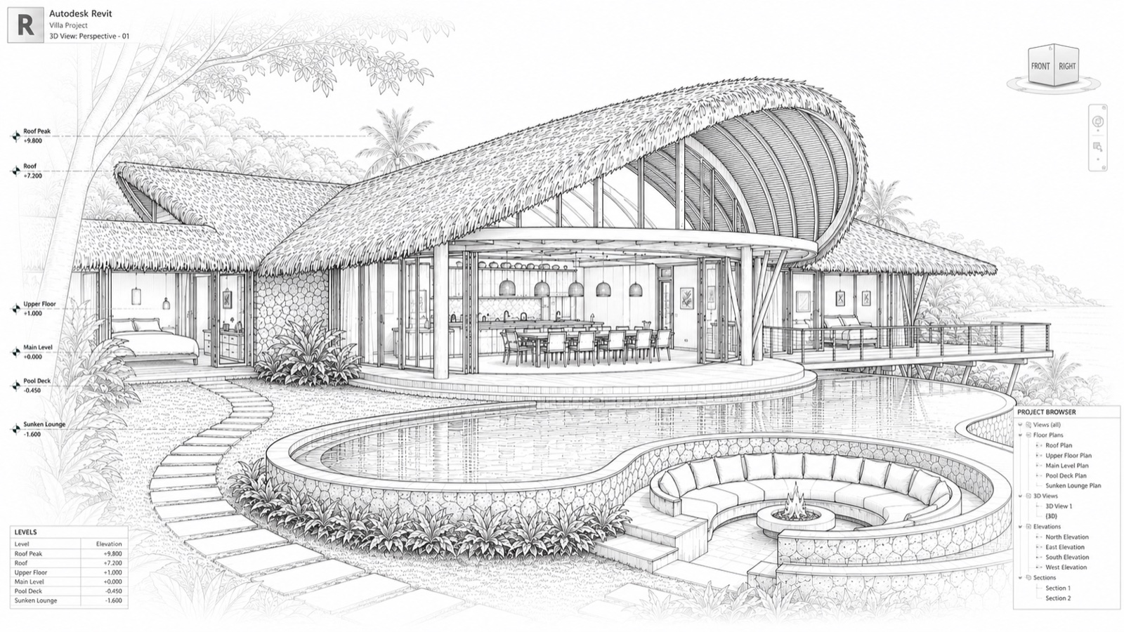 Mountain Jungle Retreat villa, architectural floor plan